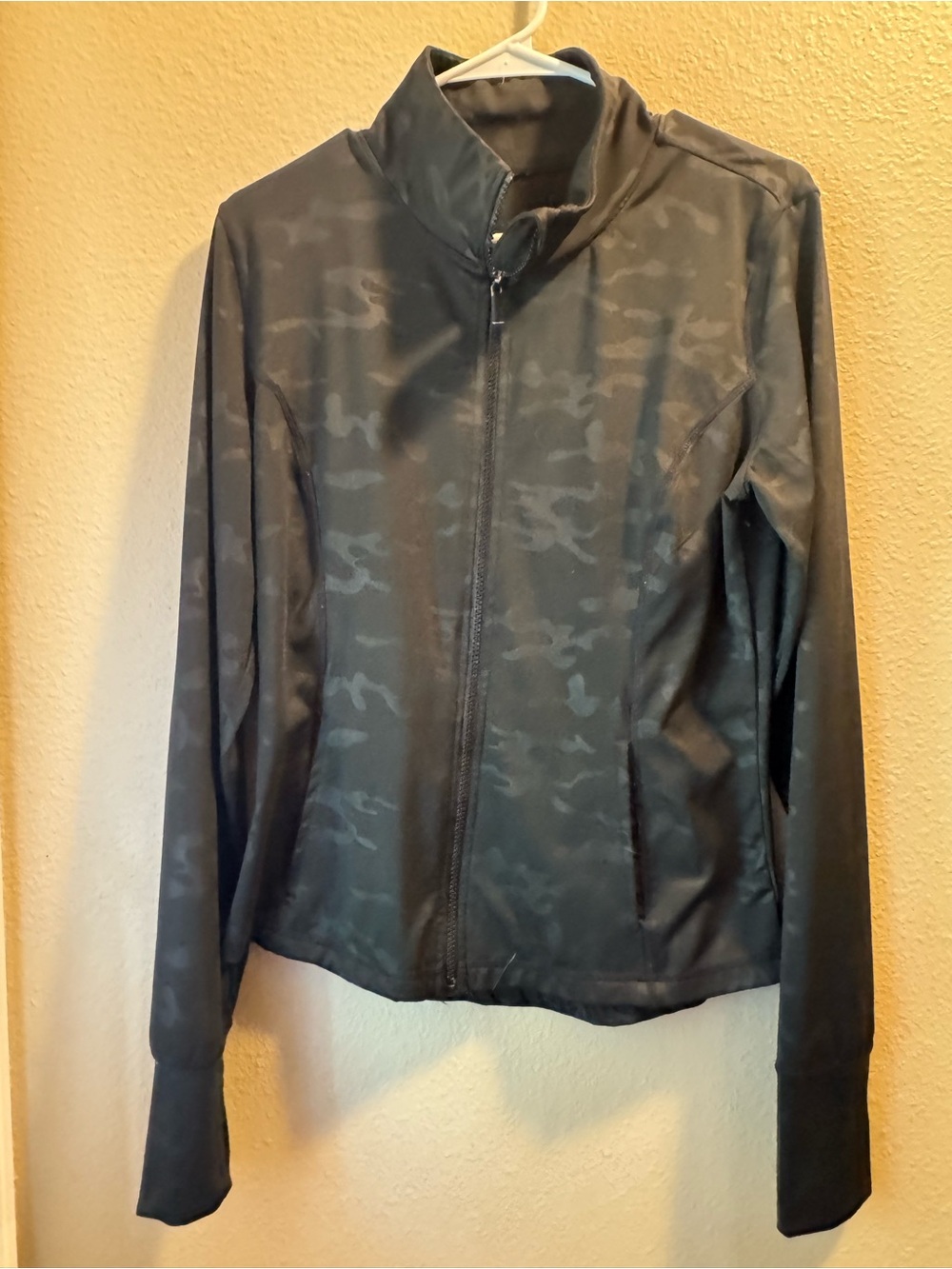Women's Black Camouflage Utility Jacket with Stand Collar